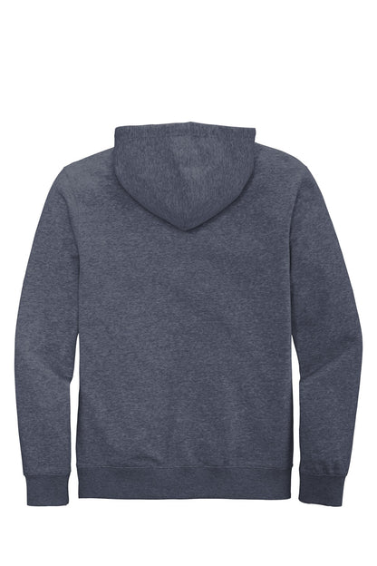 Rear View of Ht Navy District V.I.T. Fleece Full-Zip Hoodie DT6102 plain