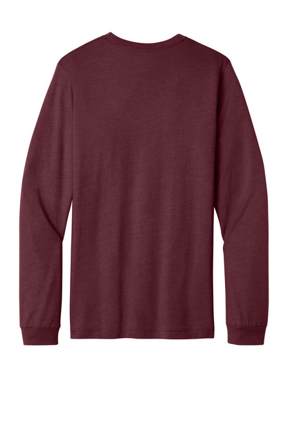 Rear View of HtCardinal BELLA+CANVAS Unisex Heather CVC Long Sleeve Tee BC3501CVC plain
