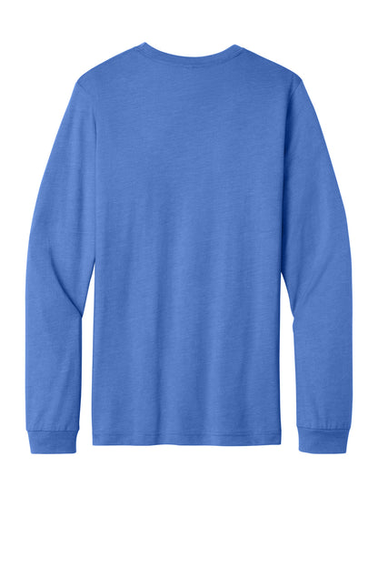 Rear View of HtClmbBl BELLA+CANVAS Unisex Heather CVC Long Sleeve Tee BC3501CVC plain