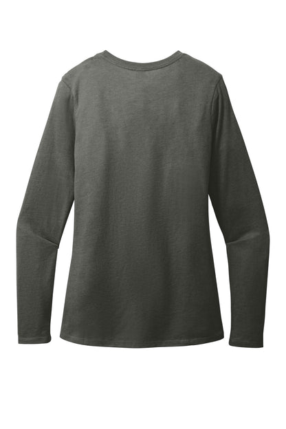 Rear View of HtdChar District Women's Perfect Blend CVC Long Sleeve Tee DT110 plain