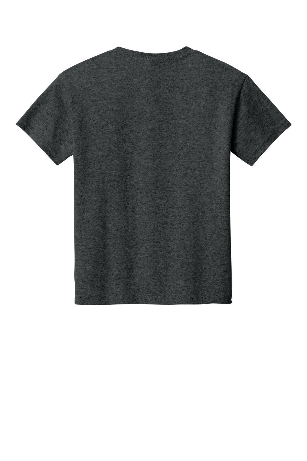 Rear View of HtDkGrey Gildan Youth Light Cotton Tee 3000B plain