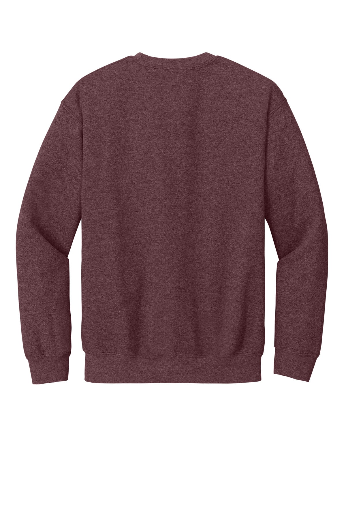 Rear View of HtDkMaroon Gildan Heavy Blend Crewneck Sweatshirt. 18000 plain