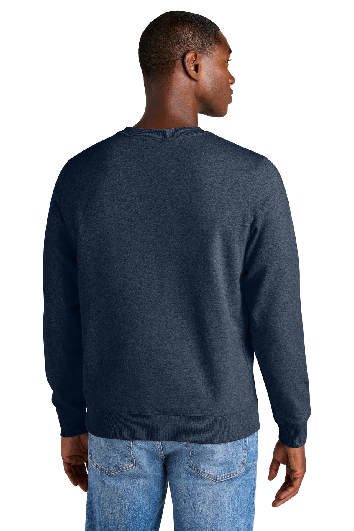Rear View of HtdNavy District Re-Fleece Crew DT8104 plain