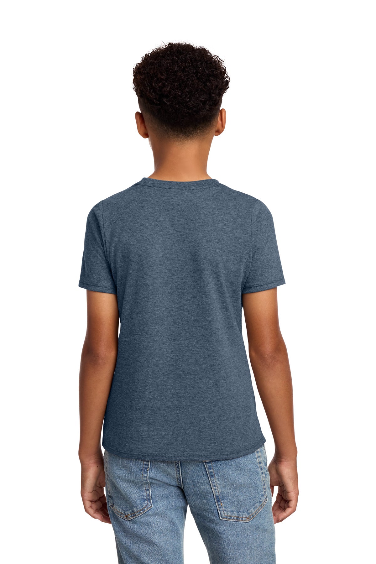 Rear View of HtdNavy District Youth Perfect Blend CVC Tee DT108Y plain