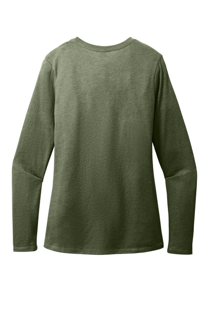Rear View of HtdOlive District Women's Perfect Blend CVC Long Sleeve Tee DT110 plain