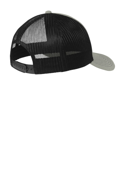 Rear View of HtGrey/Blk Port Authority Snapback Trucker Cap. C402 plain