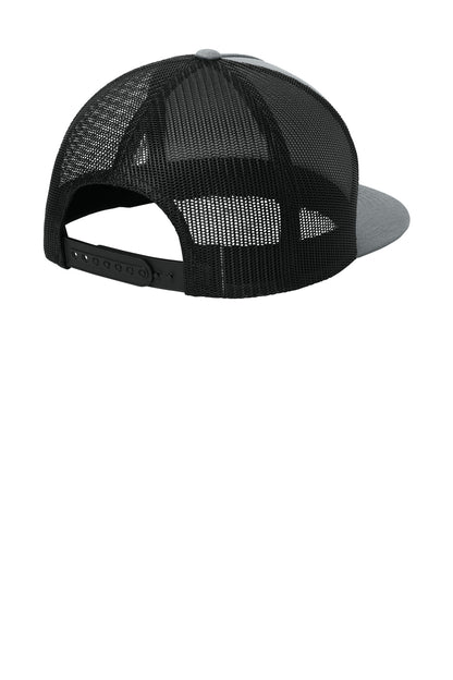 Rear View of HtGrey/Blk Sport-Tek YP Classics 5-Panel Classic Trucker Mesh Back Cap. STC38