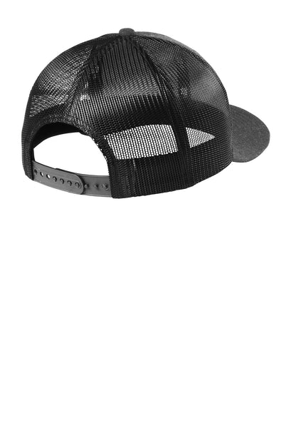 Rear View of HtGrph/Blk New Era Snapback Low Profile Trucker Cap NE207 plain