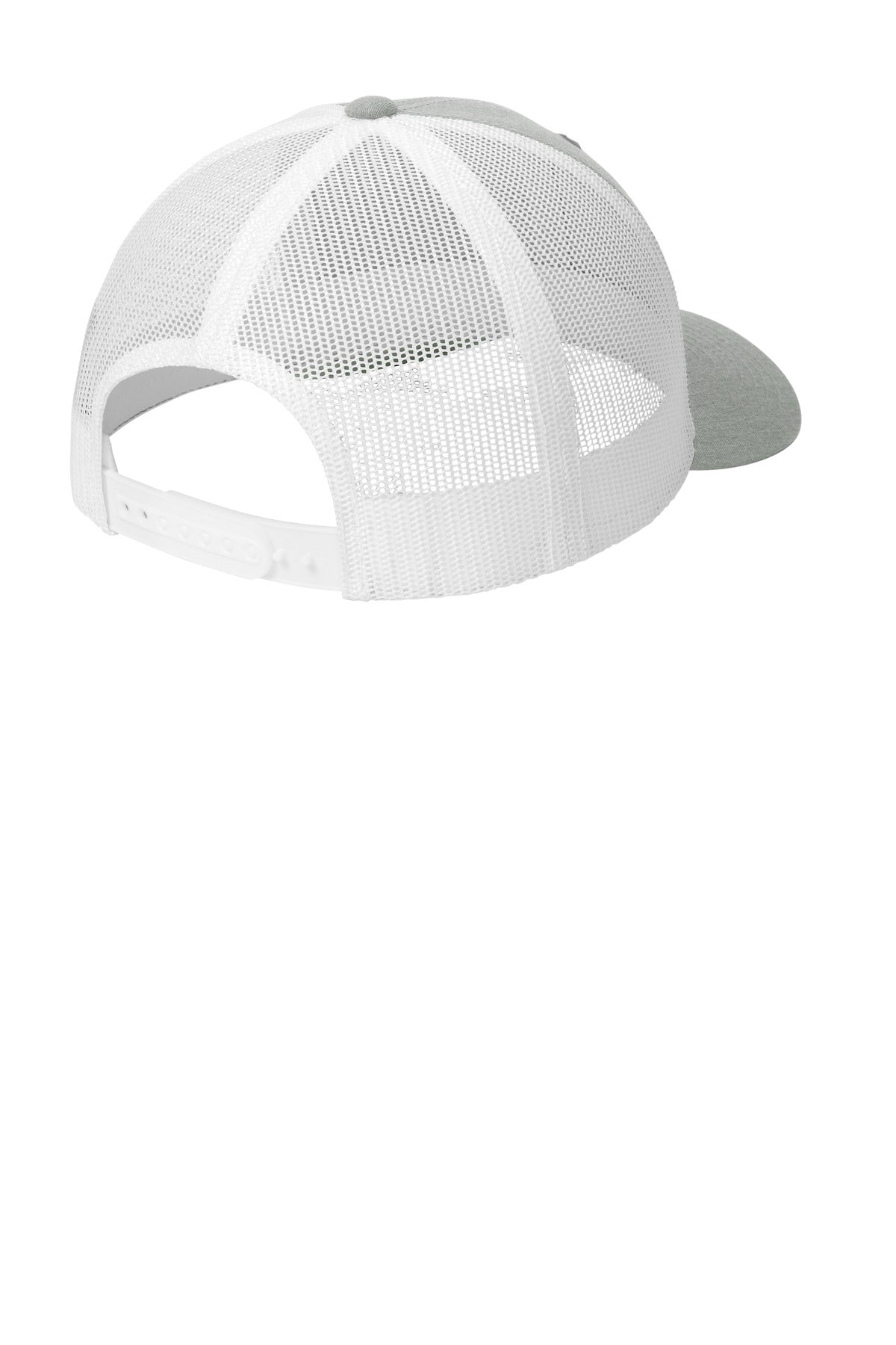 Rear View of HtGy/White Sport-Tek YP Classics Retro Trucker Cap. STC39 plain