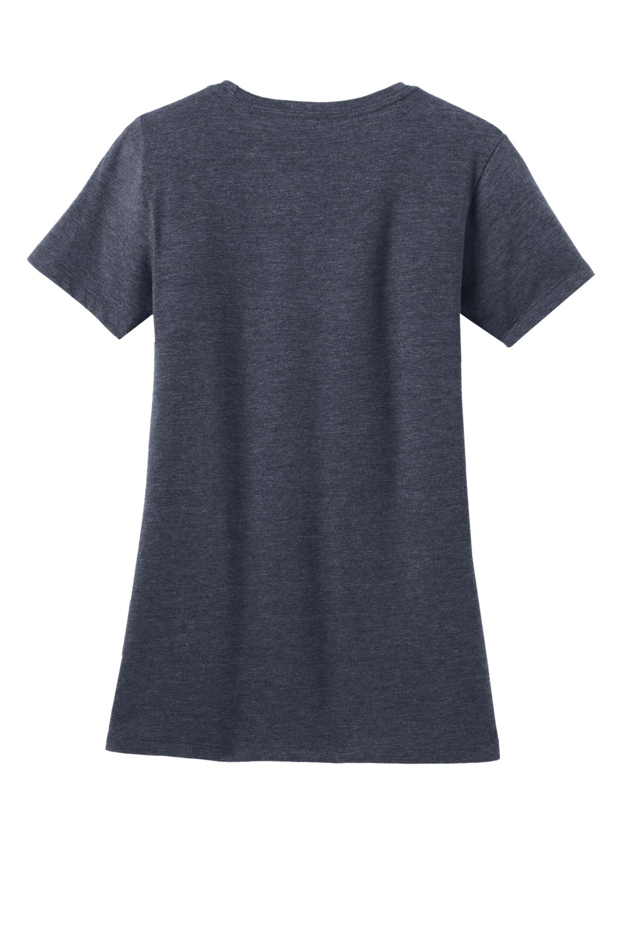 Rear View of Hthr Navy District Women's Perfect Blend CVC Tee. DM108L plain