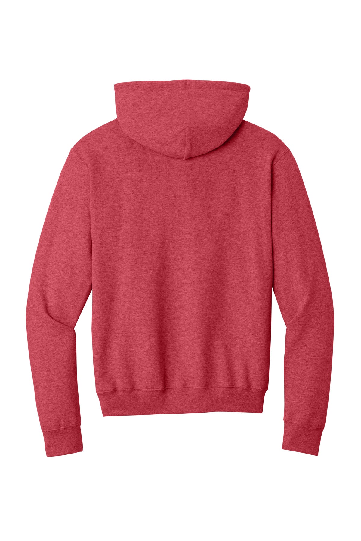 Rear View of Hthr Red Port & Co Core Fleece Pullover Hooded Sweatshirt. PC78H plain