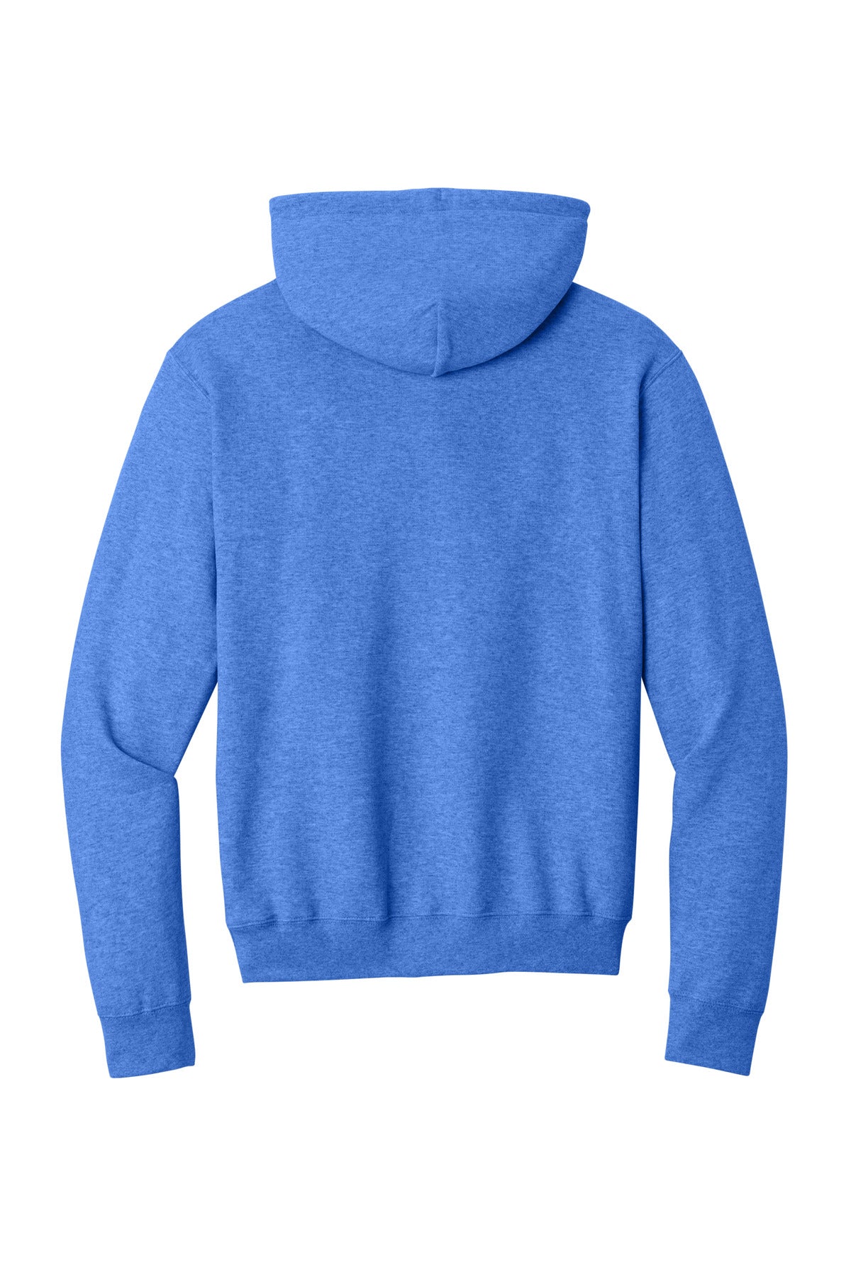 Rear View of Hthr Royal Port & Co Core Fleece Pullover Hooded Sweatshirt. PC78H plain