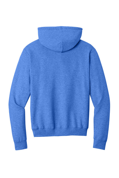 Rear View of Hthr Royal Port & Co Core Fleece Pullover Hooded Sweatshirt. PC78H plain