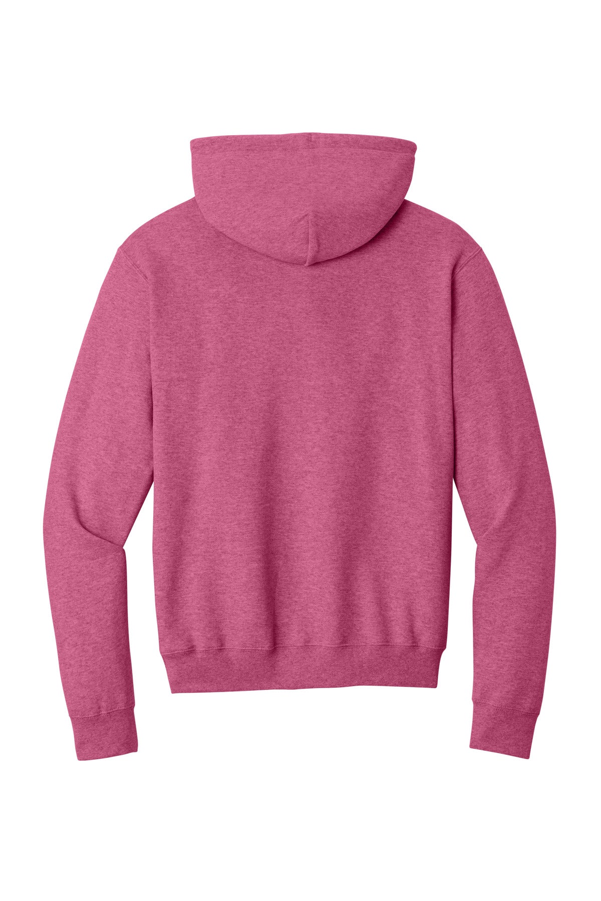 Rear View of Hthr Sangria Port & Co Core Fleece Pullover Hooded Sweatshirt. PC78H plain