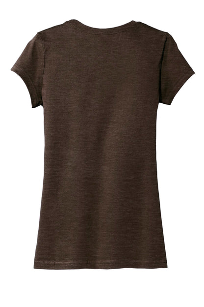 Rear View of Hthrd Brown District Women's Fitted Very Important Tee . DT6001 plain