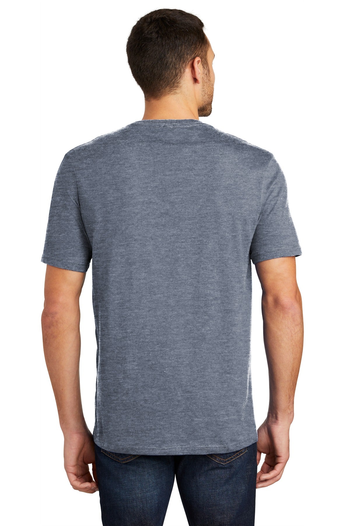 Rear View of Hthrd Navy District Perfect Weight Tee. DT104 plain