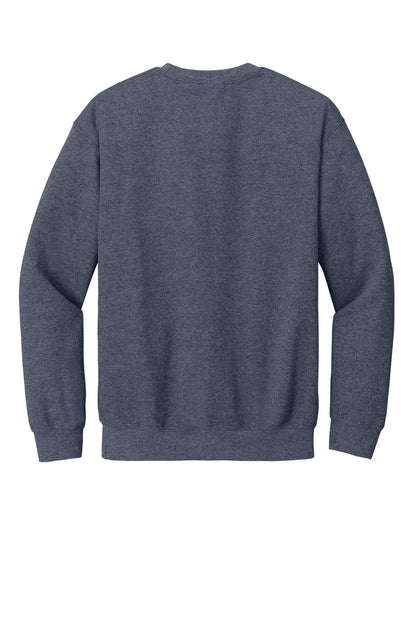 Rear View of HthrDkNavy Gildan Heavy Blend Crewneck Sweatshirt. 18000 plain