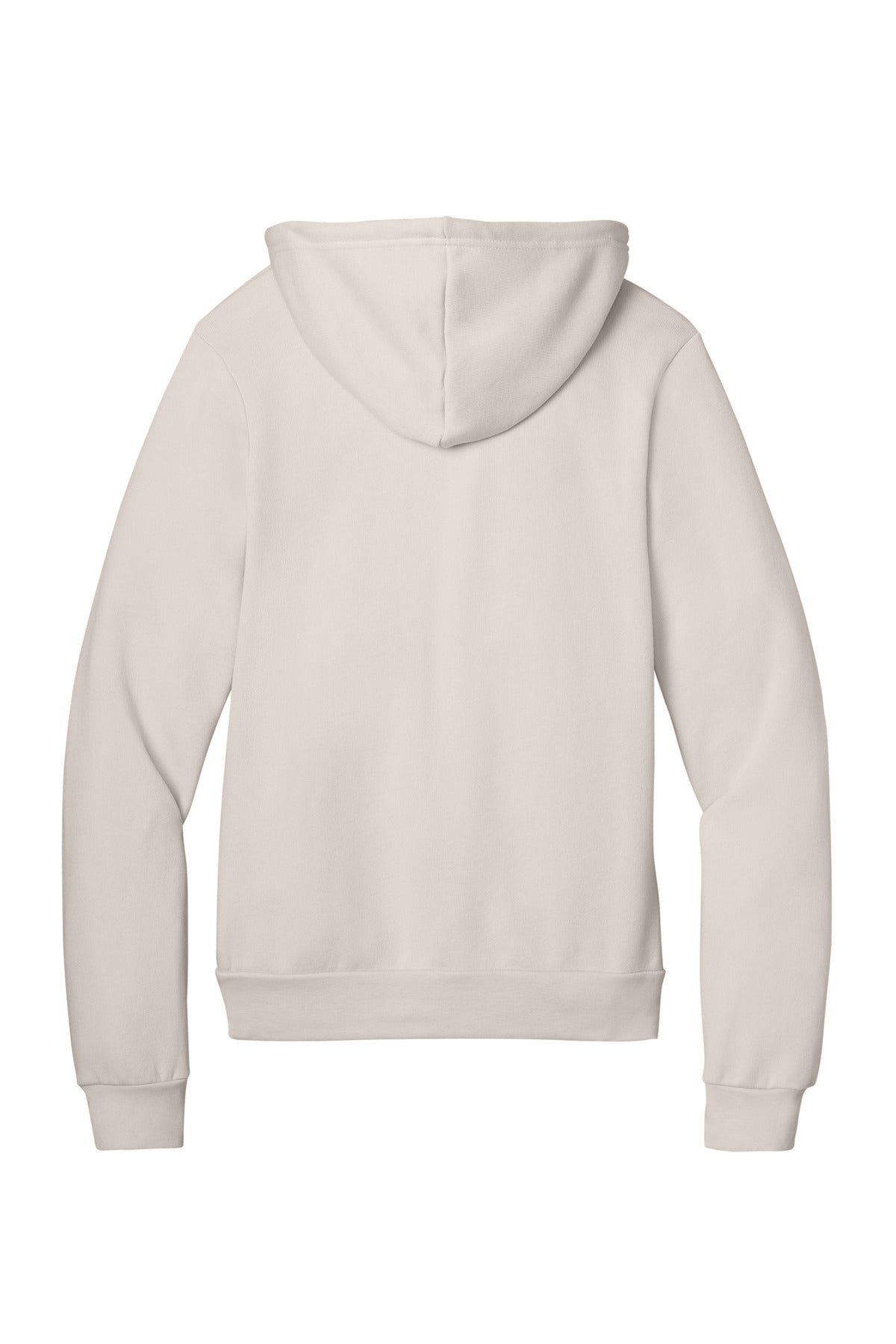 Rear View of HthrDust BELLA+CANVAS Unisex Sponge Fleece Pullover Hoodie. BC3719 plain