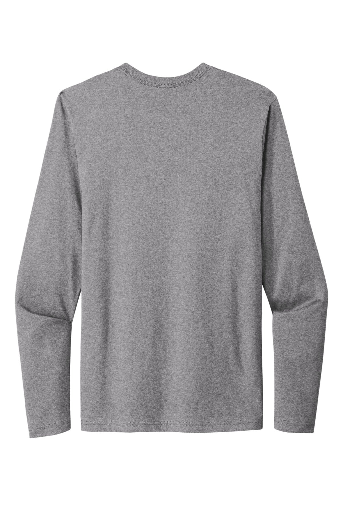 Rear View of HthrGray Next Level Apparel Cotton Long Sleeve Tee. NL3601 plain