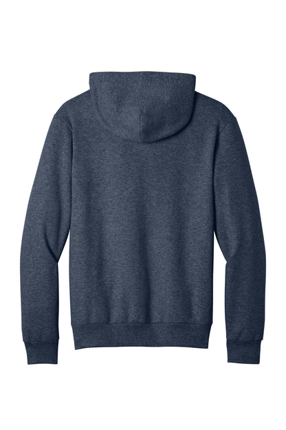 Rear View of HthrNavy Port & Co Easy Fleece Pullover Hooded Sweatshirt PC68H plain