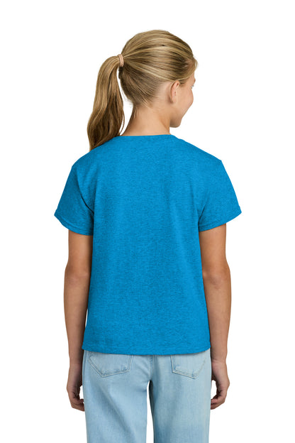 Rear View of HtSapphire Gildan Youth Light Cotton Tee 3000B plain