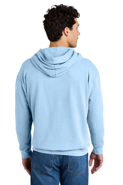 Rear View of Hydrangea Comfort Colors Lightweight Hooded Sweatshirt 1467 plain