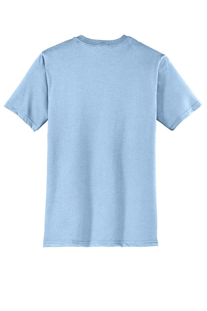 Rear View of Ice Blue District Very Important Tee . DT6000 plain