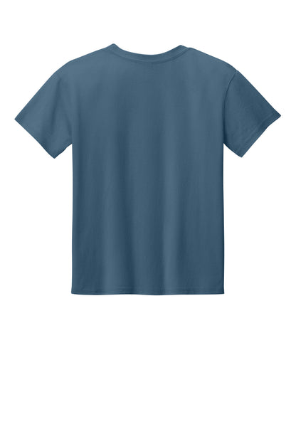 Rear View of IndigoBlue Gildan Youth Light Cotton Tee 3000B plain