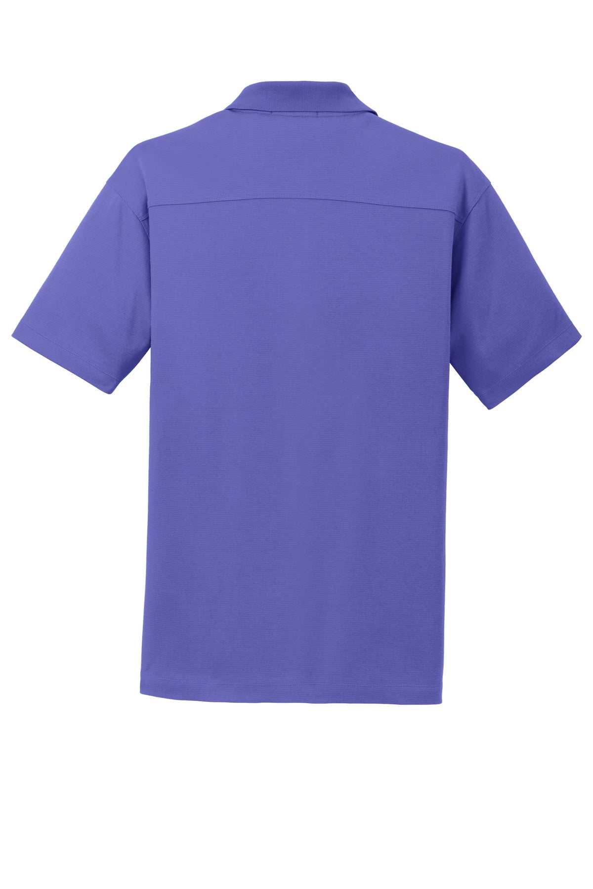 Rear View of Iris Blue Port Authority Rapid Dry Mesh Polo. K573 plain