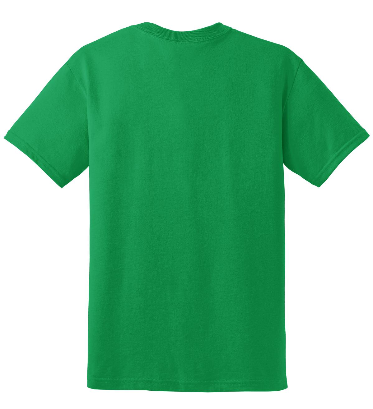 Rear View of Irish Green Gildan DryBlend 50 Cotton/50 Poly T-Shirt. 8000 plain