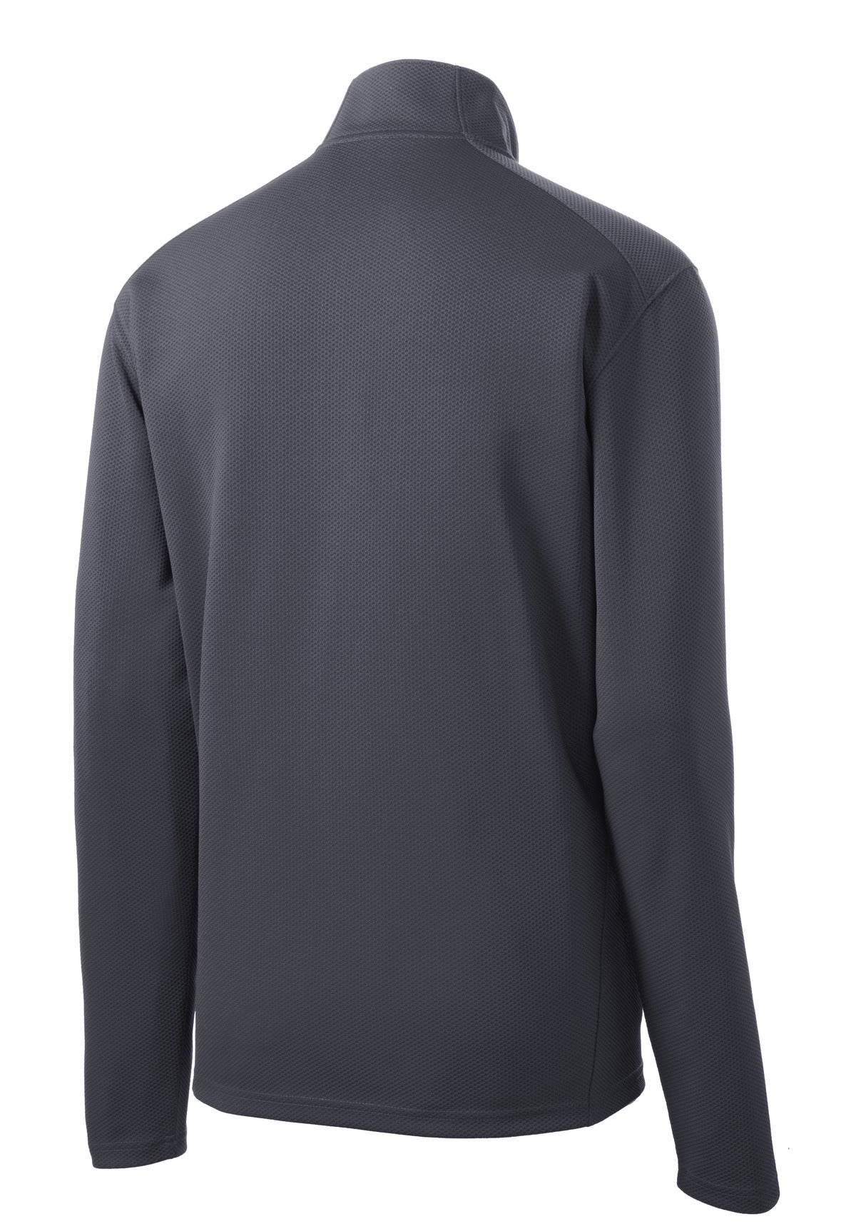 Rear View of Iron Grey Sport-Tek Sport-Wick Textured 1/4-Zip Pullover. ST860 plain
