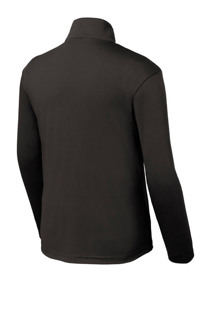 Rear View of Iron Grey Sport-Tek Youth PosiCharge Competitor 1/4-Zip Pullover. YST357 plain
