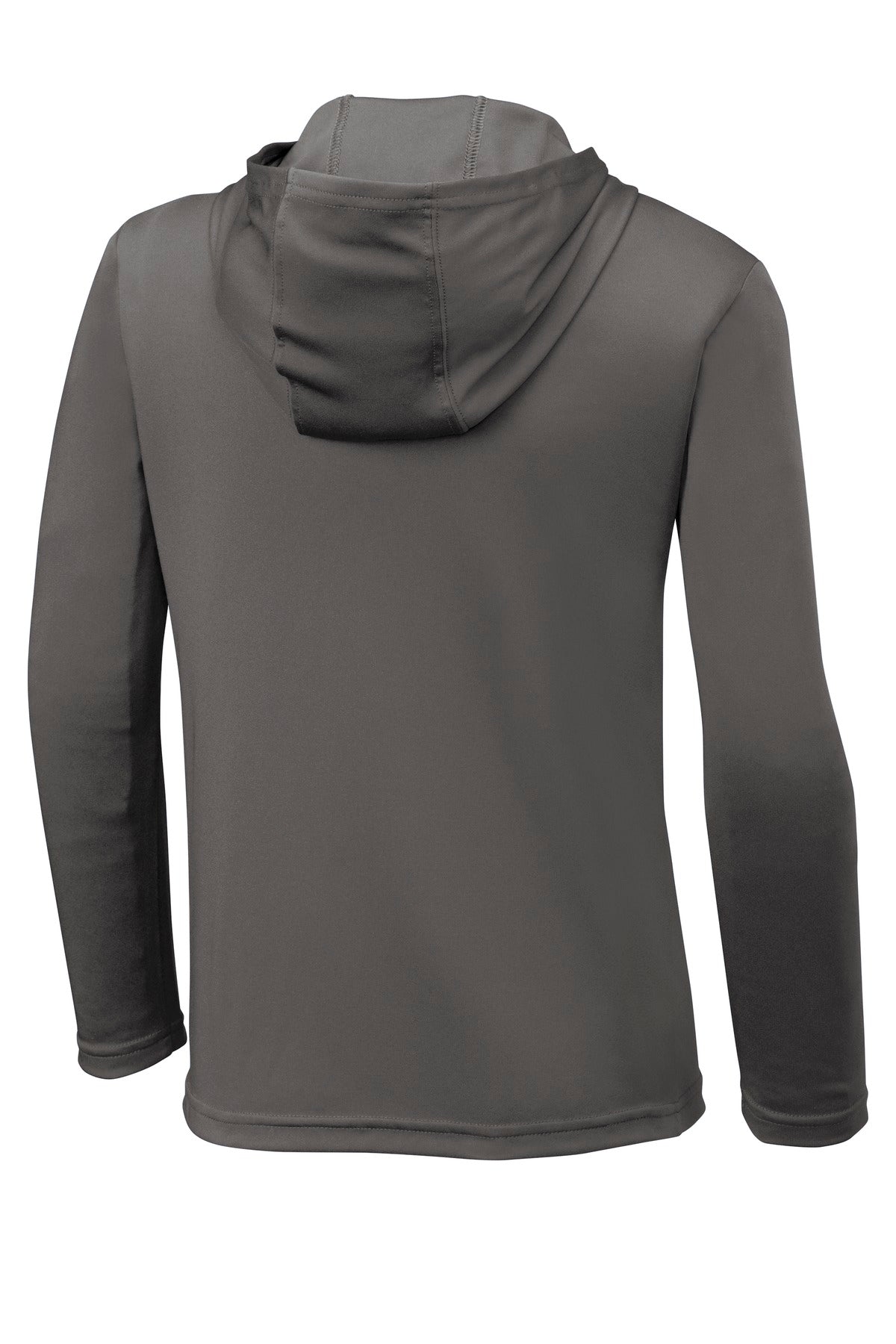 Rear View of Iron Grey Sport-Tek Youth PosiCharge Competitor Hooded Pullover. YST358 plain
