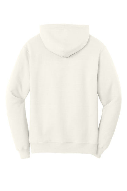 Rear View of Ivory Port & Co Core Fleece Pullover Hooded Sweatshirt. PC78H plain