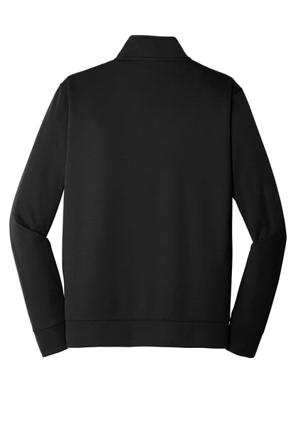 Rear View of Jet Black Port & Co Performance Fleece 1/4-Zip Pullover Sweatshirt. PC590Q plain
