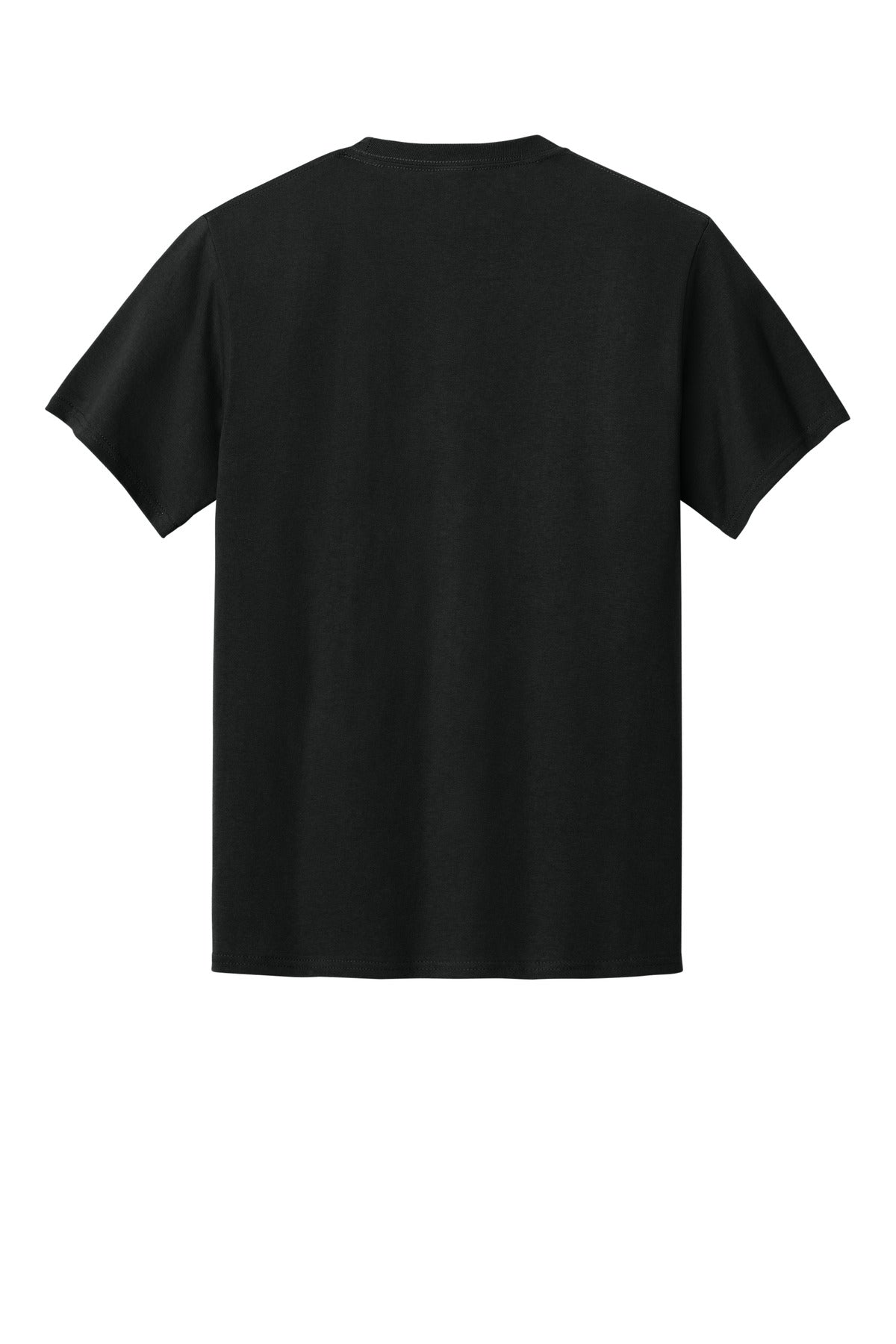 Rear View of Jet Black Port & Co Tall Essential Pocket Tee. PC61PT plain