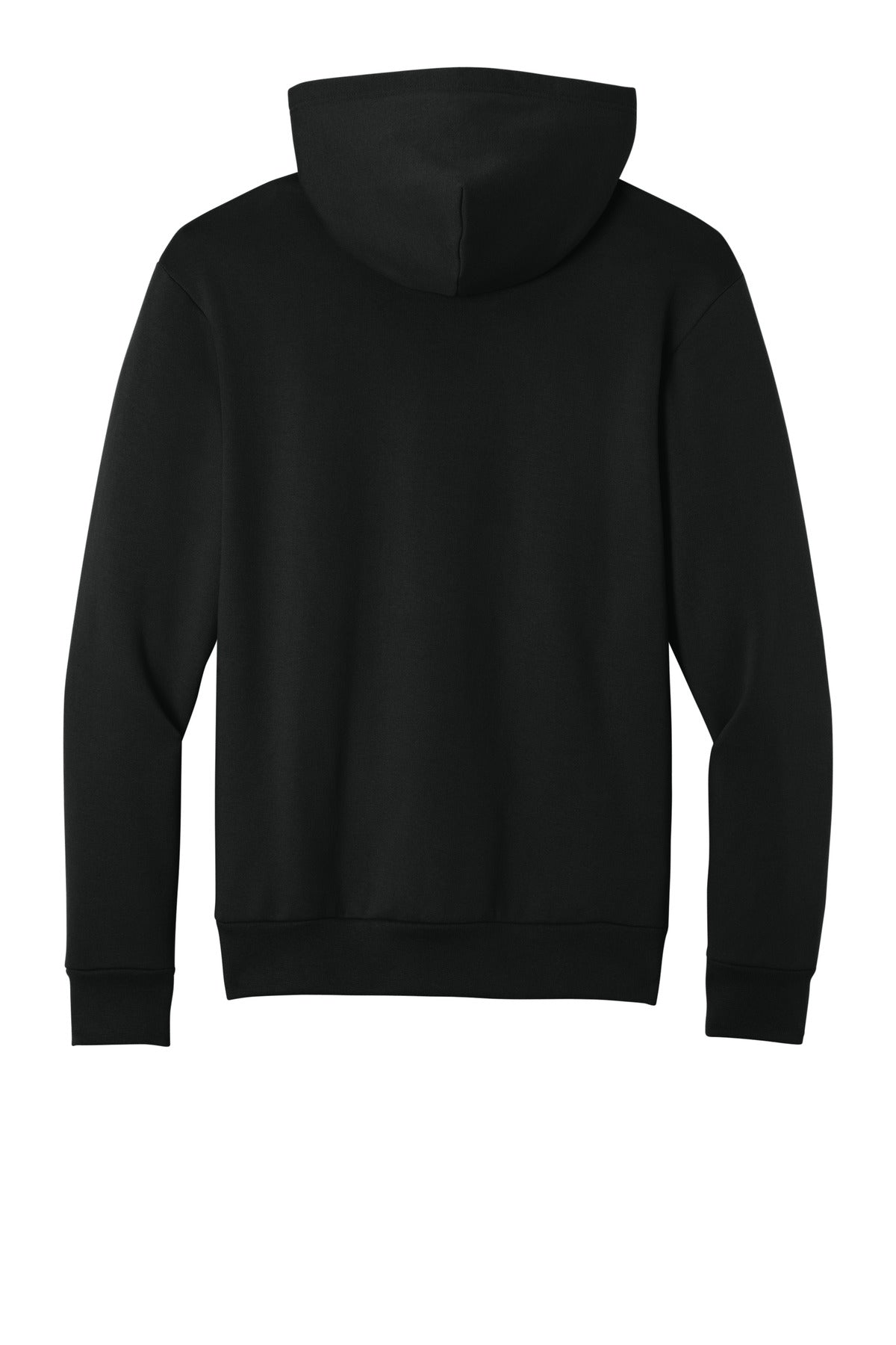 Rear View of JetBlack Port & Co Easy Fleece Pullover Hooded Sweatshirt PC68H plain
