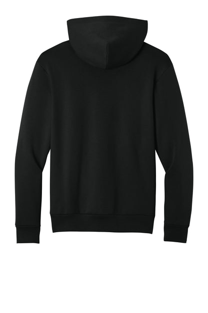 Rear View of JetBlack Port & Co Easy Fleece Pullover Hooded Sweatshirt PC68H plain