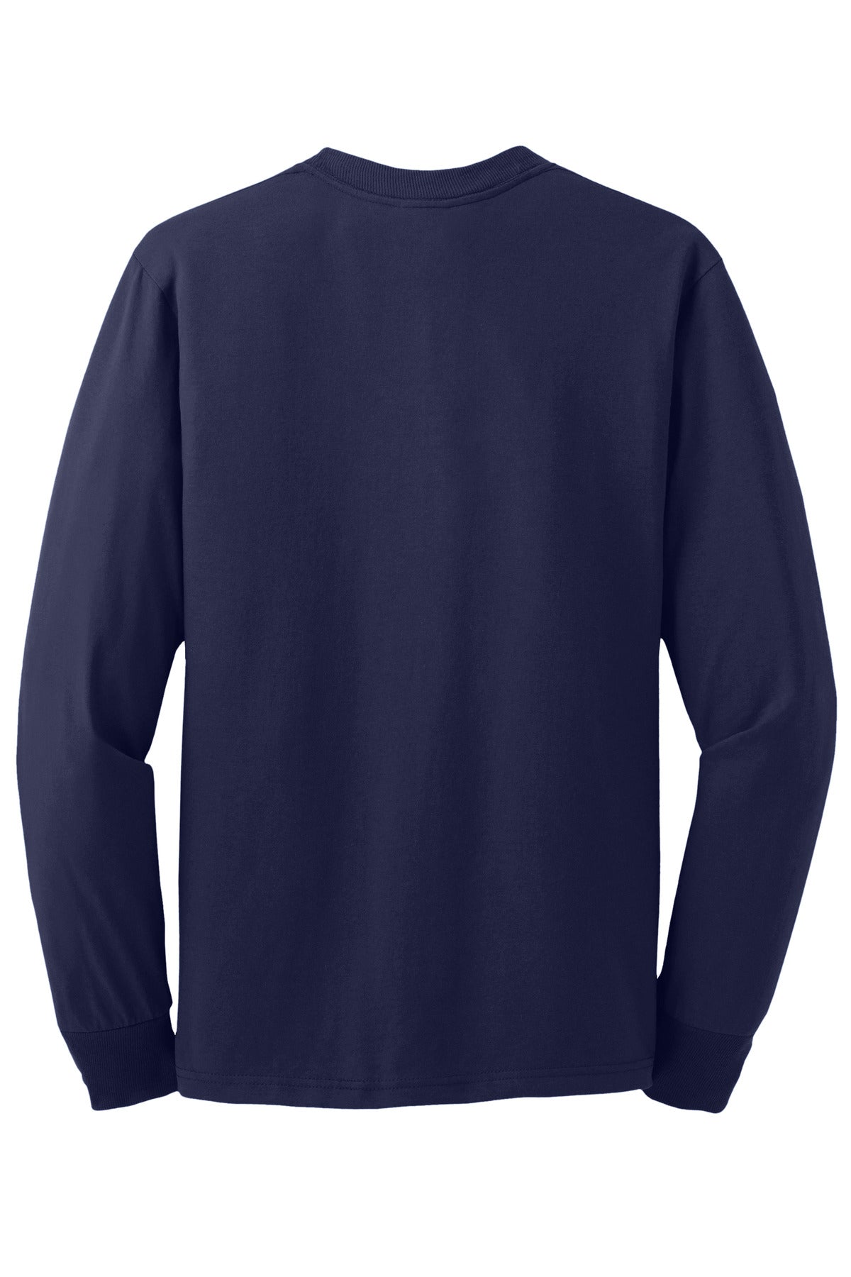 Rear View of JNavy Jerzees - Dri-Power 50/50 Cotton/Poly Long Sleeve T-Shirt. 29LS plain