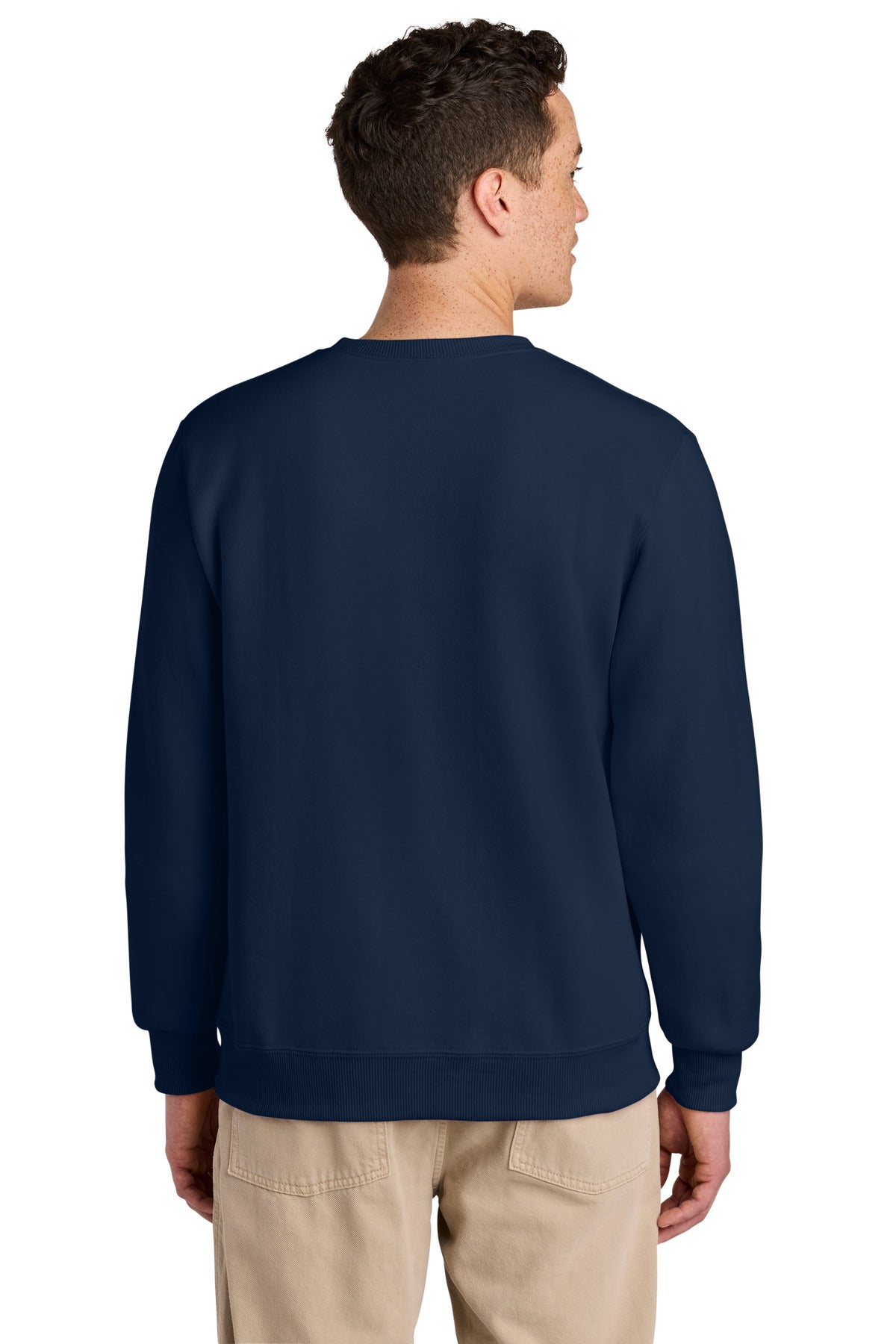 Rear View of JNavy Jerzees Eco Premium Blend Crewneck Sweatshirt 701M plain