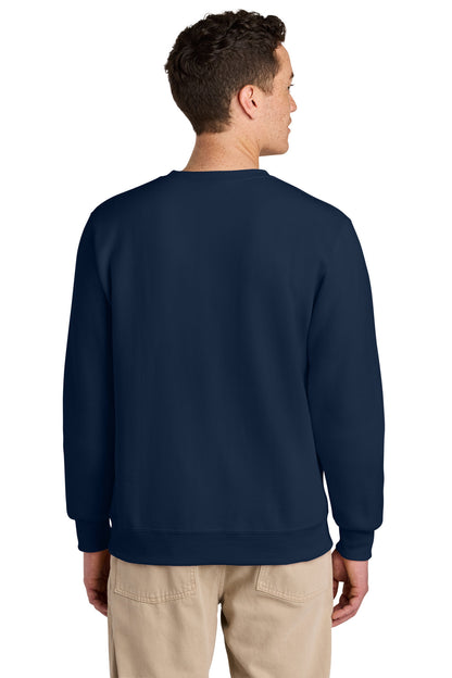 Rear View of JNavy Jerzees Eco Premium Blend Crewneck Sweatshirt 701M plain