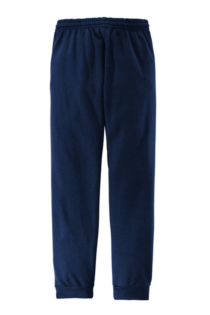 Rear View of JNavy Jerzees NuBlend Fleece Jogger 975MP plain