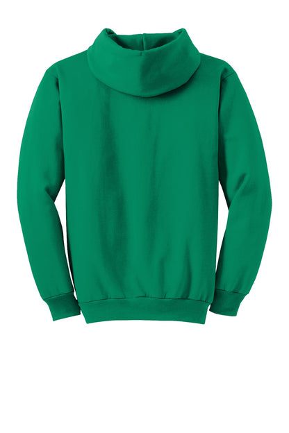 Rear View of Kelly Port & Co Tall Essential Fleece Pullover Hooded Sweatshirt. PC90HT plain