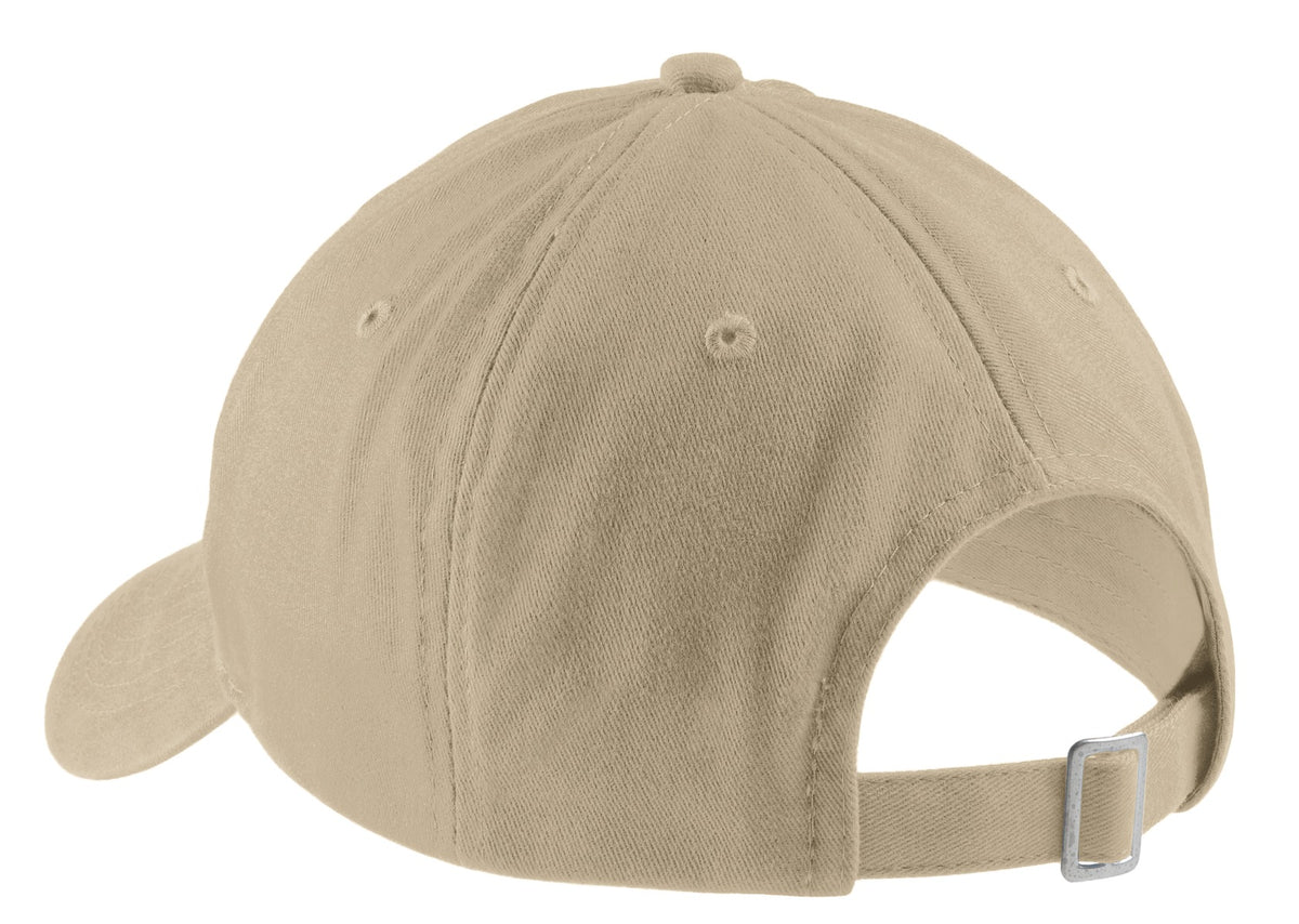 Rear View of Khaki Port Authority Brushed Twill Low Profile Cap. CP77 plain