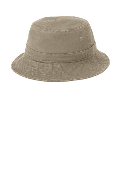 Rear View of Khaki Port Authority Bucket Hat. PWSH2 plain