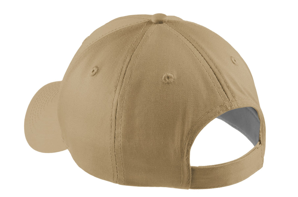 Rear View of Khaki Port Authority Five-Panel Twill Cap. CP86 plain