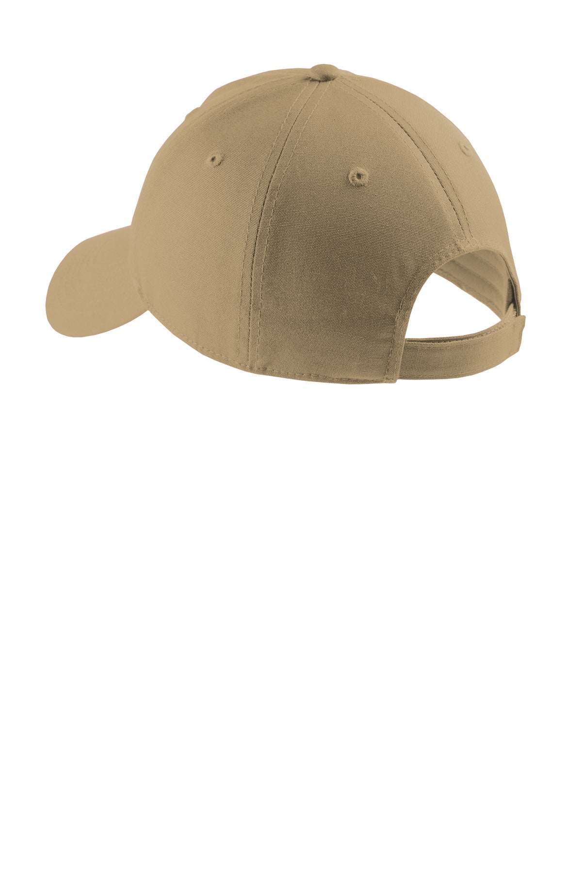 Rear View of Khaki Port Authority Soft Brushed Canvas Cap. CP96 plain