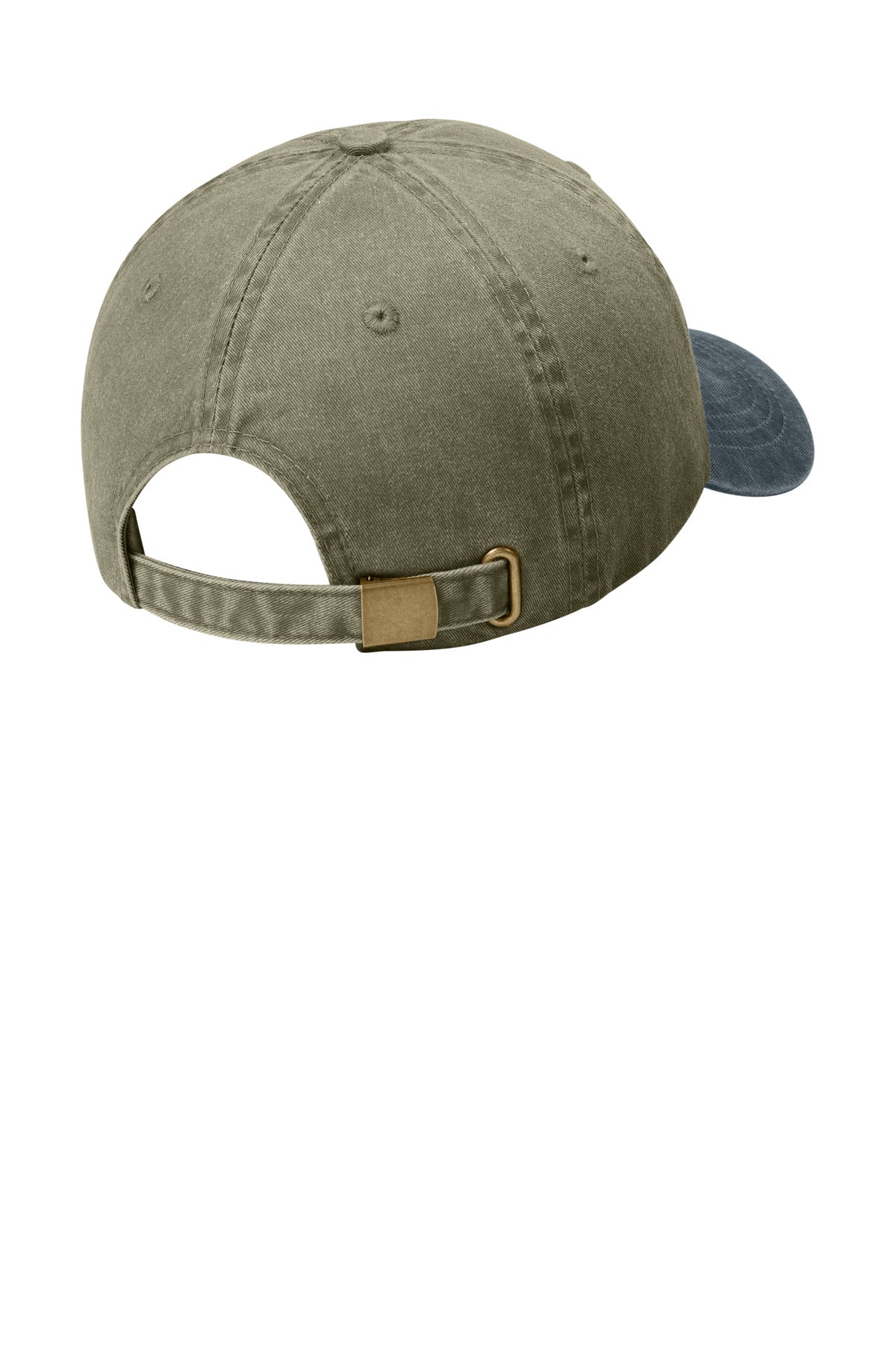 Rear View of Khaki/Grph Port Authority Two-Tone Pigment-Dyed Cap. CP83 plain
