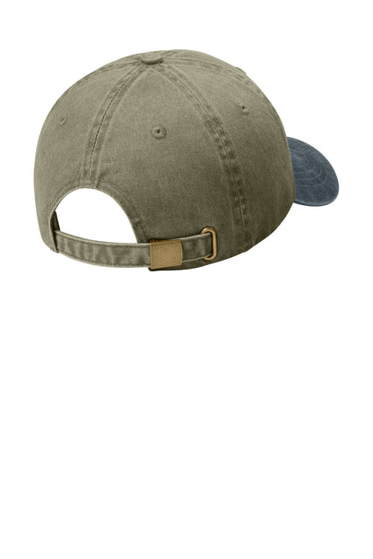 Rear View of Khaki/Grph Port Authority Two-Tone Pigment-Dyed Cap. CP83 plain