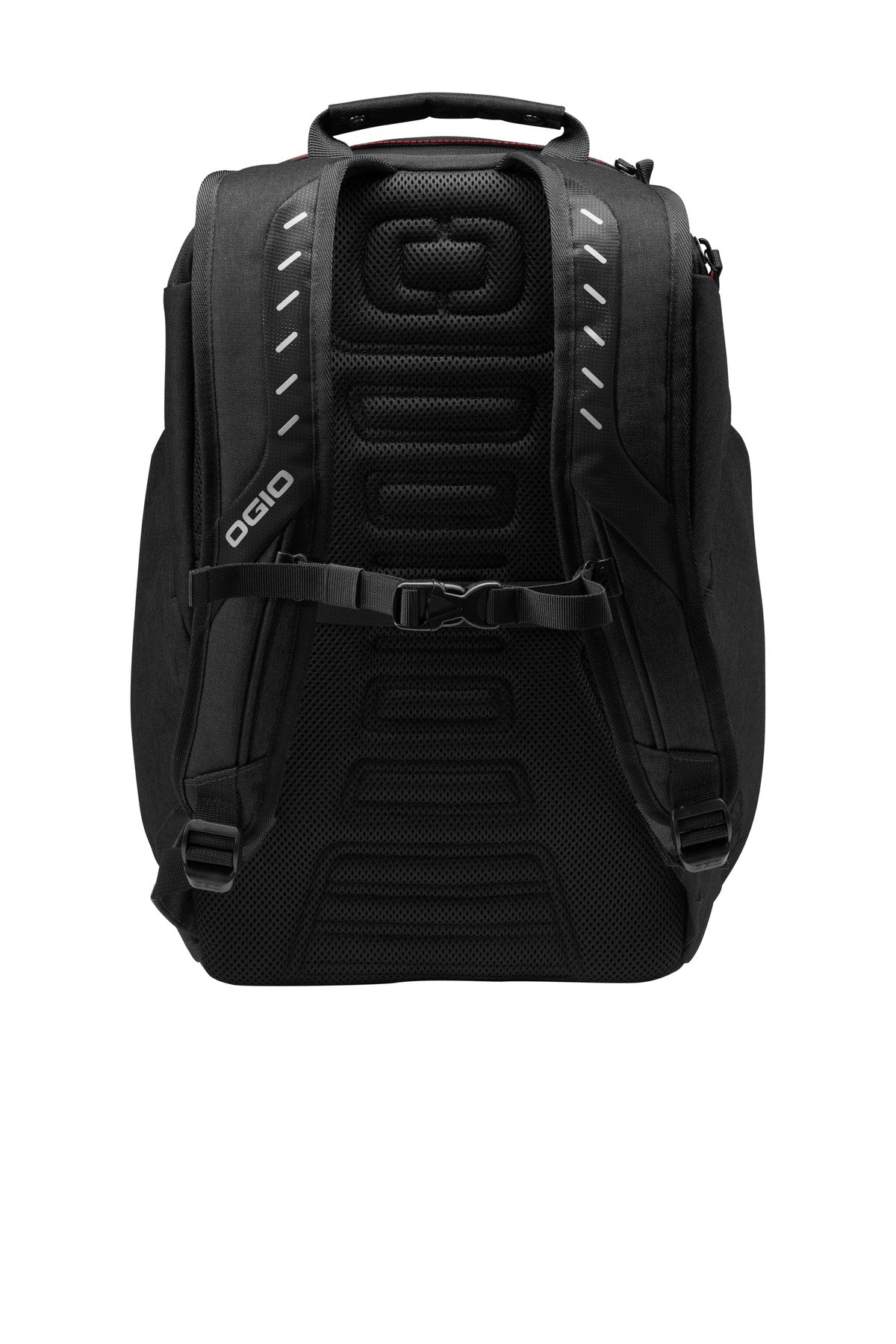 Rear View of Laser Red/H Gy OGIO Hatch Pack. 91001 plain
